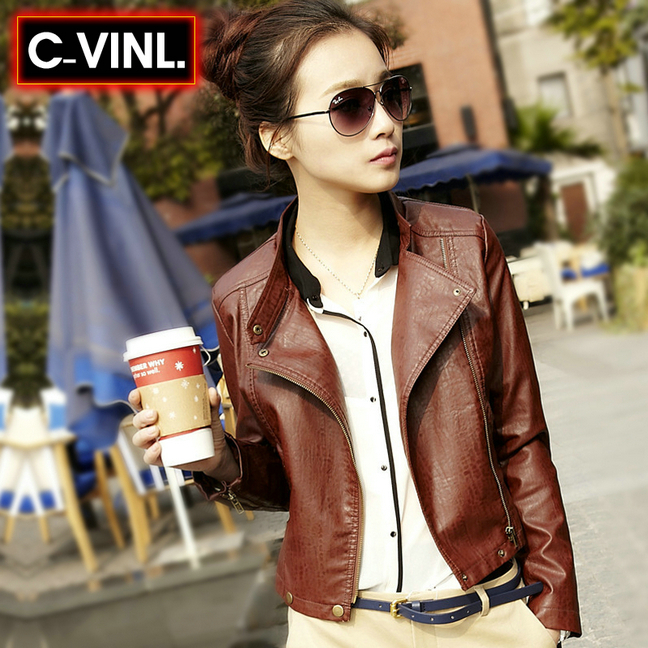 PU short design leather clothing women outerwear 2012 plus size motorcycle short design leather clothing 09b2022b