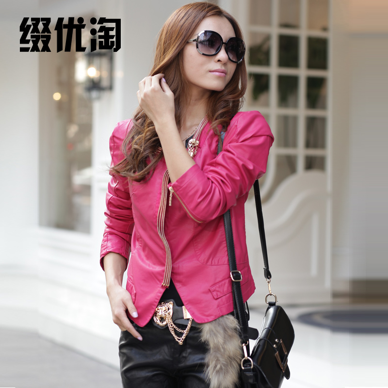 PU small leather clothing outerwear short design slim women's 2013 spring fashion women's