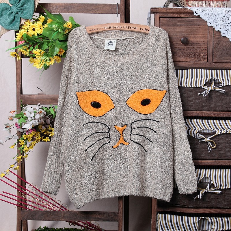 Pullover o-neck long-sleeve loose plus size sweater female sweater outerwear