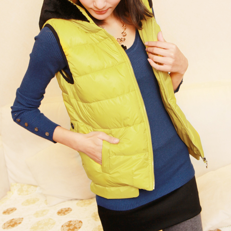 Pumpkin home 2012 fashion hooded coat shiny wadded jacket vest female vest