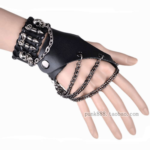 Punk Gloves women leather Fireboats  hiphop hip-hop half glove Skull punk   leather gloves Personalized Free shipping