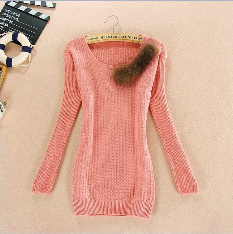 Punk women sweater bear rhinestones heap turtleneck slim basic sweater