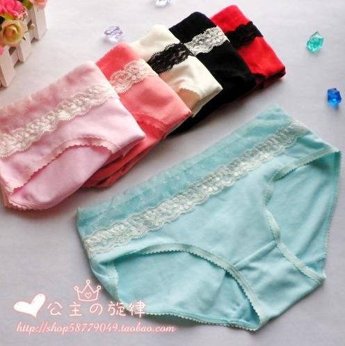 Pure Cutton Lace lacy Comfortable Ladies's Underwear Solid Mention Hip Intimates Panties ( Can mix orders)