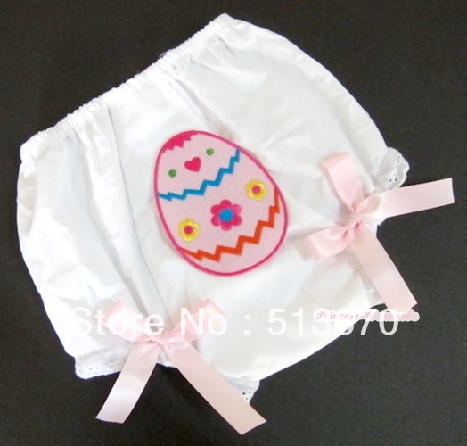 Pure White Bloomer Pantie Multi Color EASTER EGG with Light Pink Bows 6m-3Year MABL78