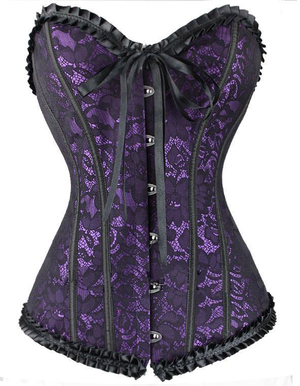 Purle color Lace embroidered flowers strapless corset Sexy buster lingerie underwear Free shipping 968