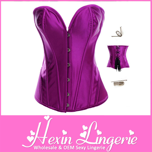 Purple Classic Simple Overbust Full Steel Bone Corset Shaper With Cup LB4459P Size S M L XL