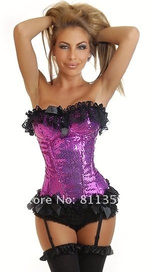 Purple corset Sexy lingerie Fashion Overbust Corset Free Shipping - hlq875purple