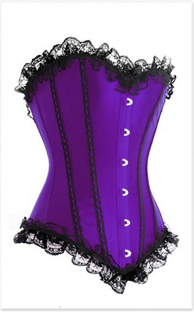 Purple Corset with black lace Free shipping - qm036purple