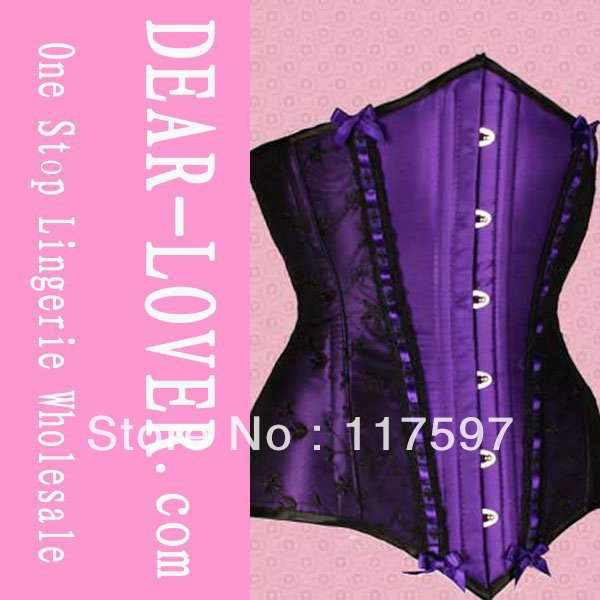 Purple Lace and bow Under Corset LC5177-1+ Cheaper price + Free Shipping Cost + Fast Delivery