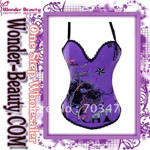 Purple pattern corset spaghetti strap sexy corsets Free shipping competitive price best service New arrival High quality