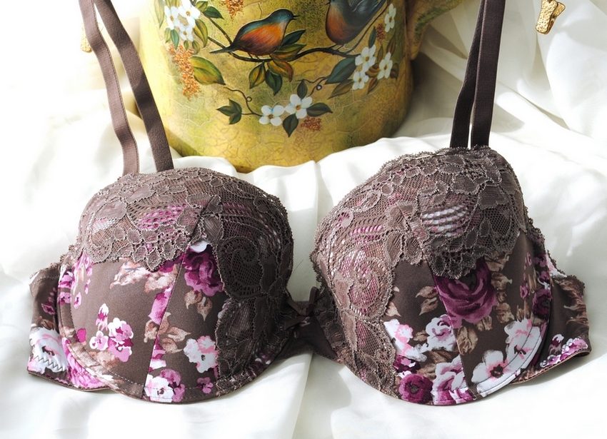 Purple rose thin cup lace comfortable bra 75c