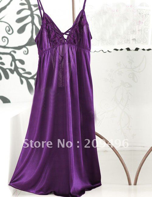 Purple satin nightgown chemise with free fast delivery