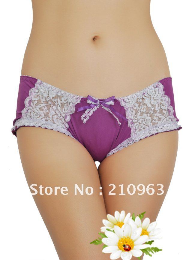 Purple /White NEW Bowknot   Ladies Sexy  Lingerie Women Briefs  Underwear Panties 10Pcs/lot