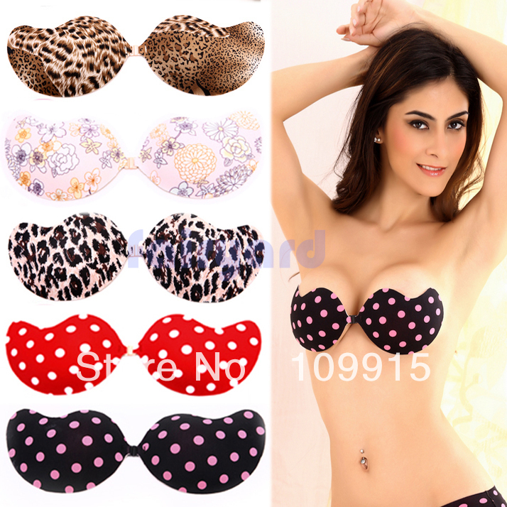 Push Up Self-Adhesive Silicone Front Closure Strapless Invisible Bra 5 Colors SL00258 Free Shipping