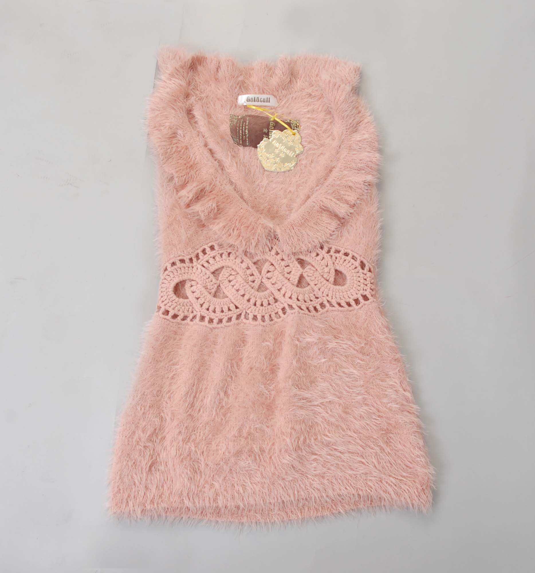 Q autumn and winter sexy sweet lotus leaf V-neck hippocampus wool slim cutout hip slim knitted sweater dress