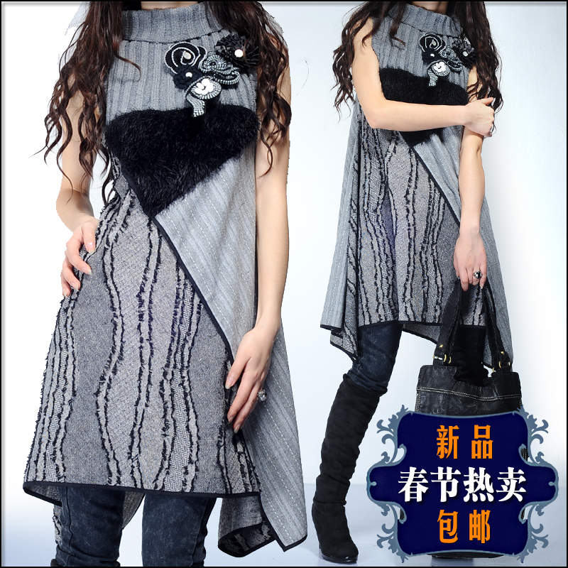 Q76 loose all-match sweater outerwear female medium-long knitted basic shirt e