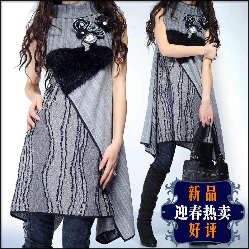 Q76 spring and autumn new arrival all-match loose sweater outerwear female medium-long knitted basic shirt e