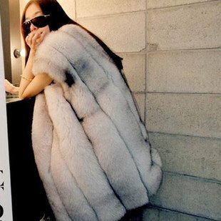 QD21469 Lady Fashion Real Whole-piece Fox Fur Vest Long Gilet Natural Color Waistcoat/Free Shiping     A R