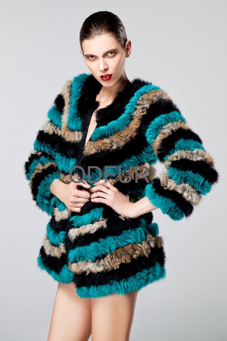 QD6399  2012 Winter Women  New Fahion Genuine Knitted Rabbit Fur Coat /Long Outwear  /Wholesale/Retail/Free Shipping/OEM   A   G