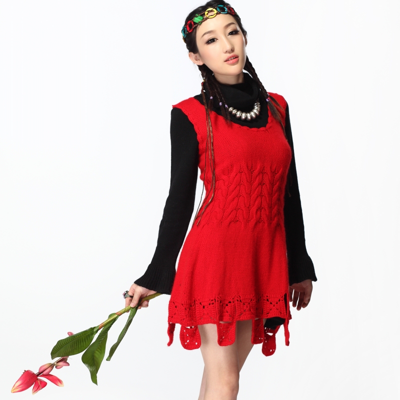 Qdz207 handmade crochet sweep cashmere long design sleeveless sweater