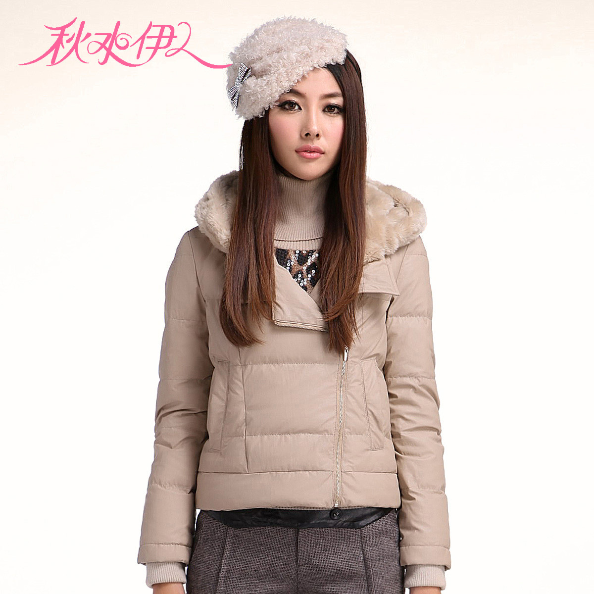 QIUSHUIYIREN 2011 winter elegant design slim short down coat 614015019 1128