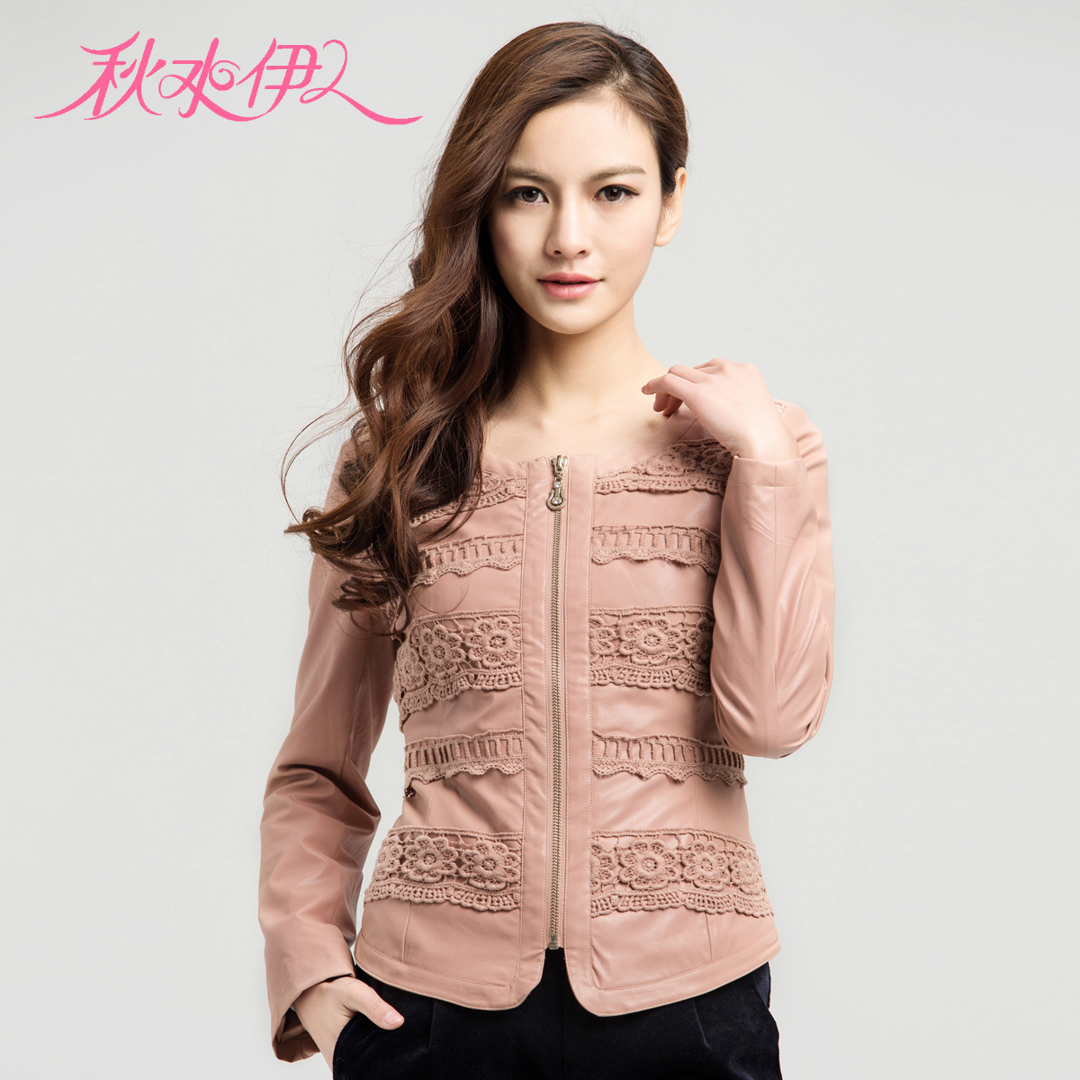 QIUSHUIYIREN 2013 spring aesthetic cutout crochet patchwork slim leather clothing