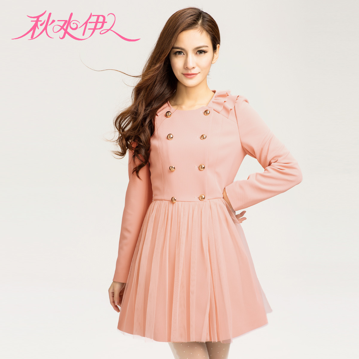 QIUSHUIYIREN 2013 spring double breasted slim medium-long o-neck trench outerwear female