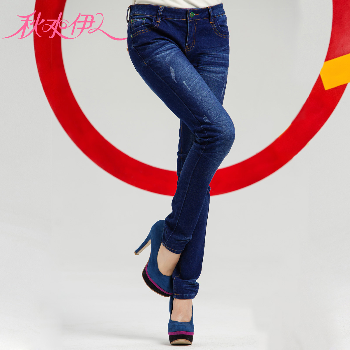 QIUSHUIYIREN 2013 spring new arrival fashion slim all-match denim blue jeans skinny pants