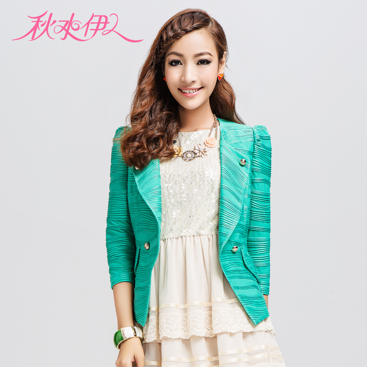 QIUSHUIYIREN 2013 spring ol elegant irregular stripe fashion all-match suit coat