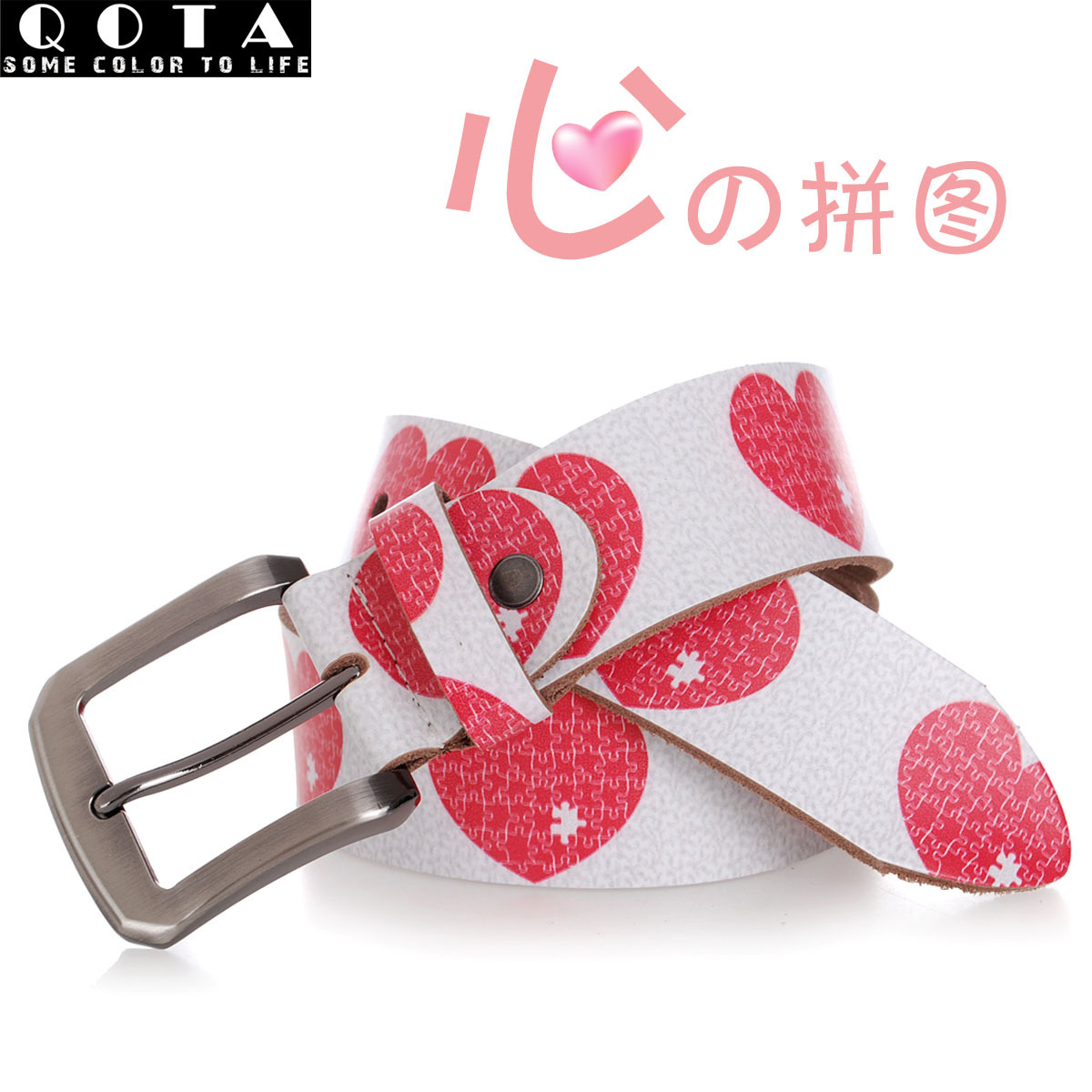 Qota heart strap women's Women cowhide genuine leather belt the trend of the strap