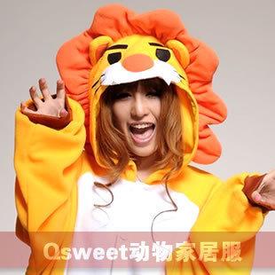 Qsweet cartoon animal lion one piece sleepwear family fashion lovers at home service