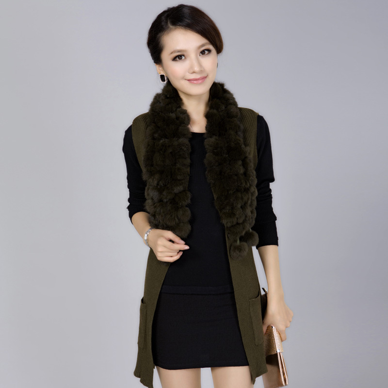 Quality! autumn winter   and   sweater sleeveless sheep fur shawl fashion fur collar outerwear underwear coat women