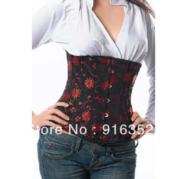 Quality Daisy Brocade Waist Cincher Underbust Floral Corset Bustier Lace up S-2X