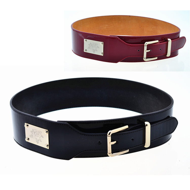 Quality fashion all-match japanned leather women's wide belt decoration Women genuine leather strap cummerbund