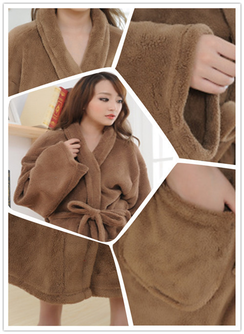 Quality gift male robe coral fleece thickening lovers sleepwear long-sleeve women's bathrobes