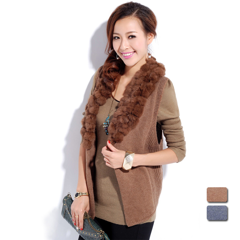 Quality! hot sale! 2012 autumn winter solid color sleeveless rabbit fur vest waistcoat fashion all-match cardigan