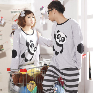 Quality lovers sleepwear autumn 100% cotton long-sleeve lovers lounge sleep set