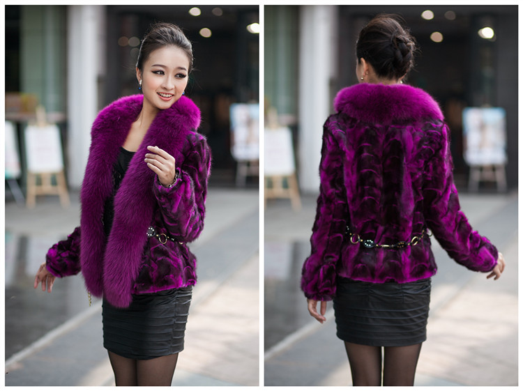 Quality luxury mink fight mink fur women's leather coat oversized fox