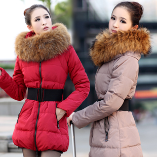 Quality luxury women's large fur collar clothes female medium-long down coat outerwear