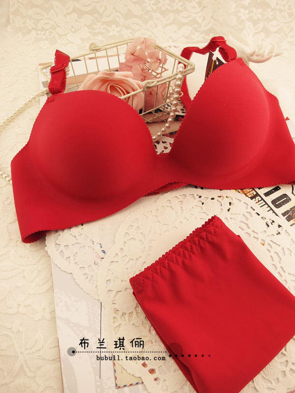 Quality one piece seamless super push up bra thick cup adjustable bra underwear set