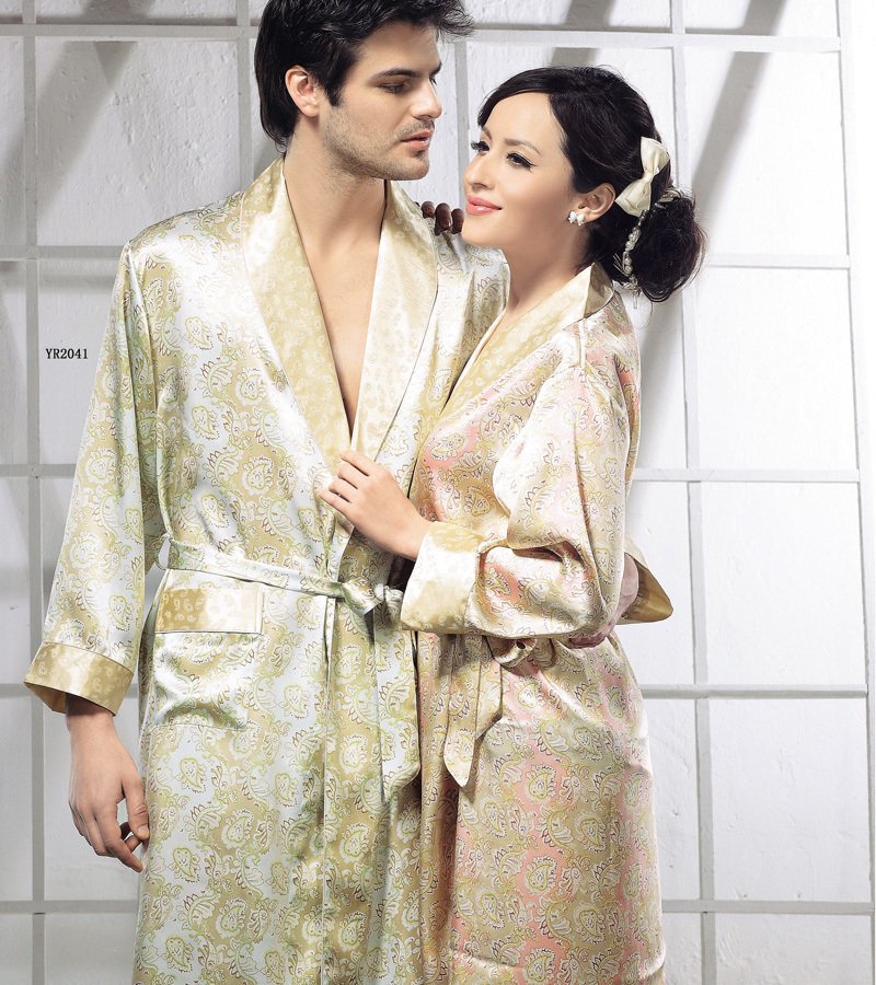 Quality silk robe sericiculture silk lovers sleepwear lounge summer 2041