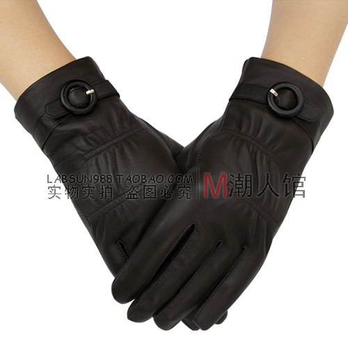 Quality small sheepskin gloves women's genuine leather gloves cold thermal windproof driving gloves