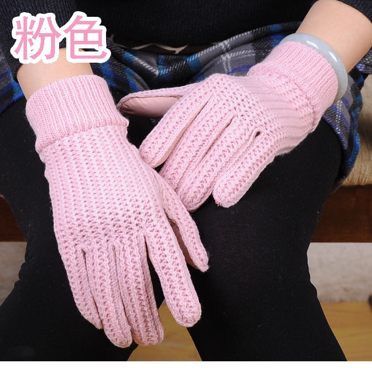 Quality snow leopard gloves sheepskin wool line full leather women's genuine leather gloves powder blue