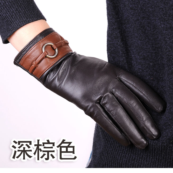 Quality snow leopard gloves women's full leather hasp suede gloves repair presentation genuine leather gloves