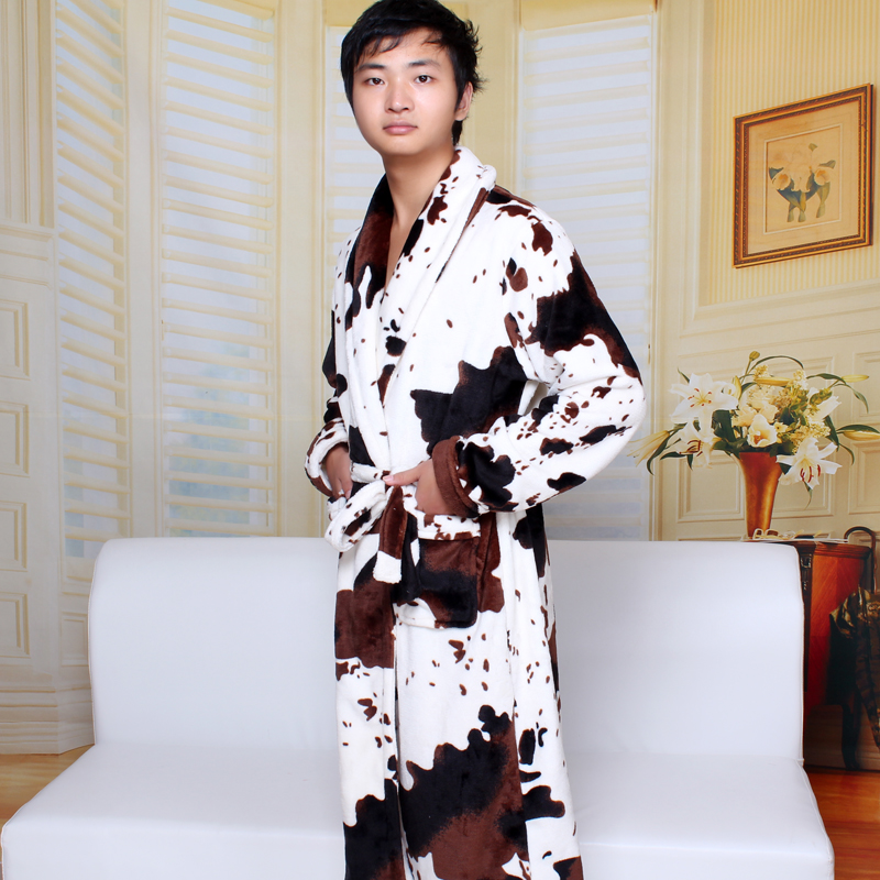 quality thickening coral fleece robe male milk coral fleece lounge long sleepwear