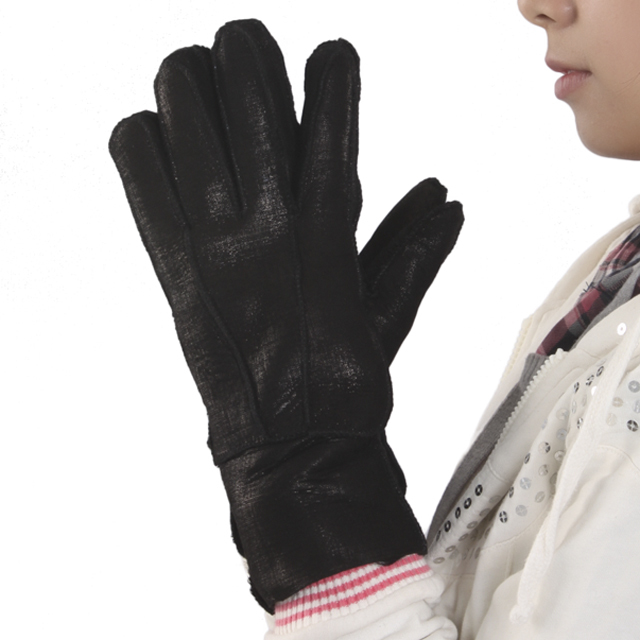 Quality women's gloves women's winter genuine leather gloves fur sheepskin one piece thermal