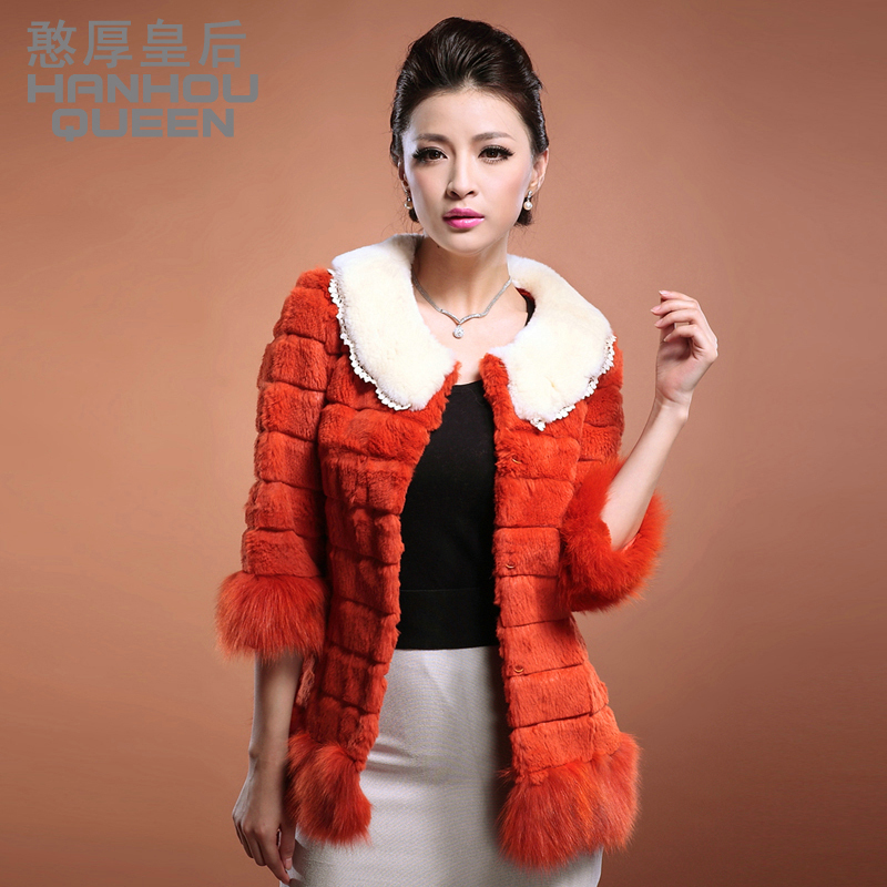 Queen 2012 black rex rabbit hair fur lace decoration outerwear free shipping