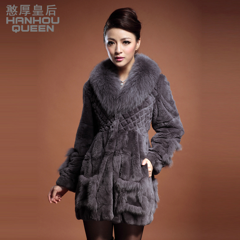 Queen 2012 fox fur medium-long rabbit fur coat free shipping