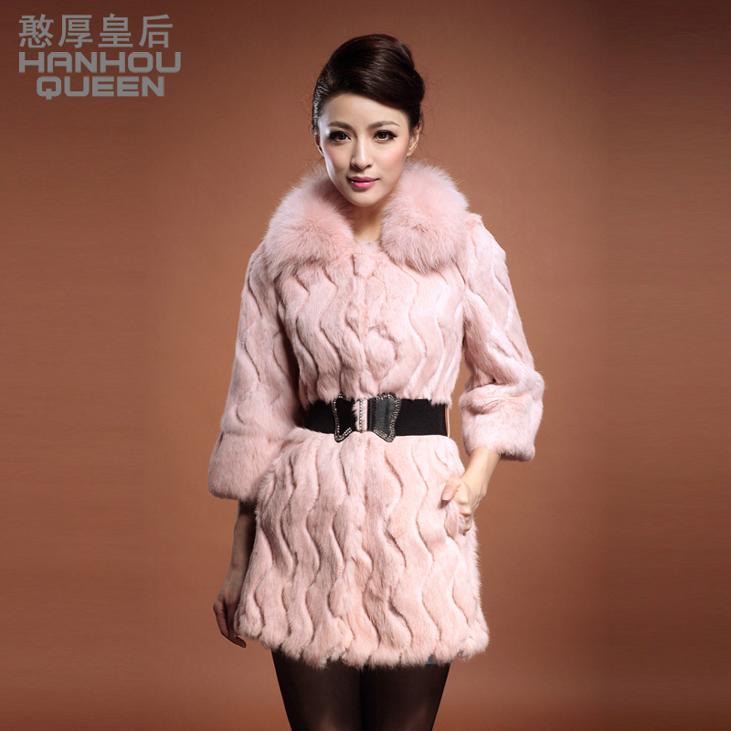 Queen 2012 medium-long slim fox fur rex rabbit hair fur coat free shipping