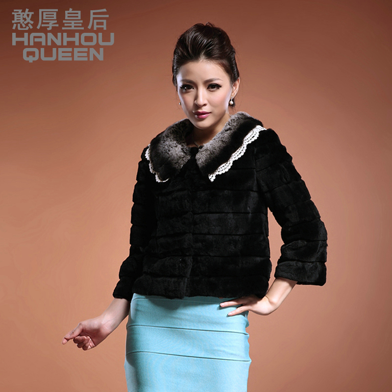 Queen 2012 three quarter sleeve rex rabbit hair fur coat free shipping